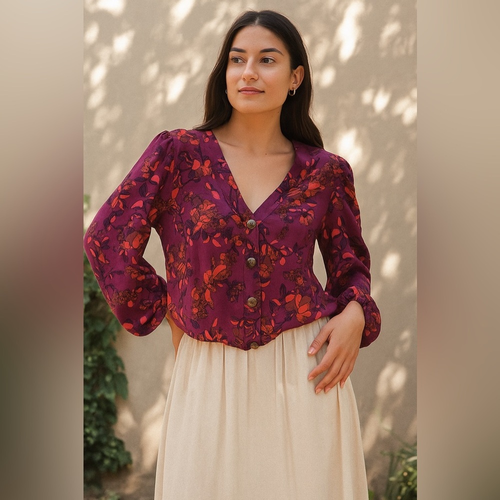 COPY - Maeve || Floral V-Neck 3/4 Sleeve